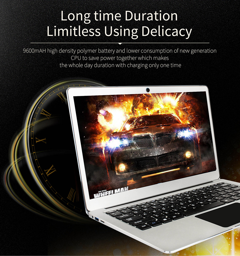 Jumper EZbook 3 Pro 13.3 Inch Laptop Intel Apollo Lake N3450 Quad Core 2.2GHz 6GB DDR3 64GB SSD Windows 10 Home OS 1080P FHD IPS Display - Silver