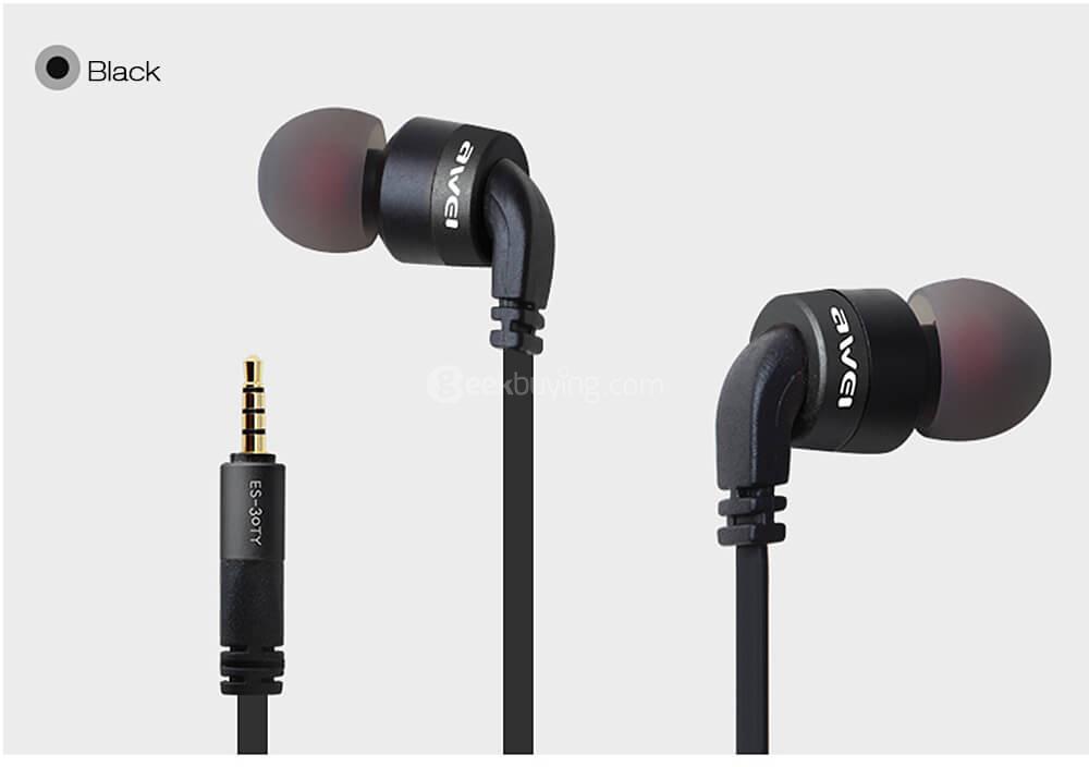 AWEI ES-30TY Wired Stereo In-ear Earphones Headphones - Black