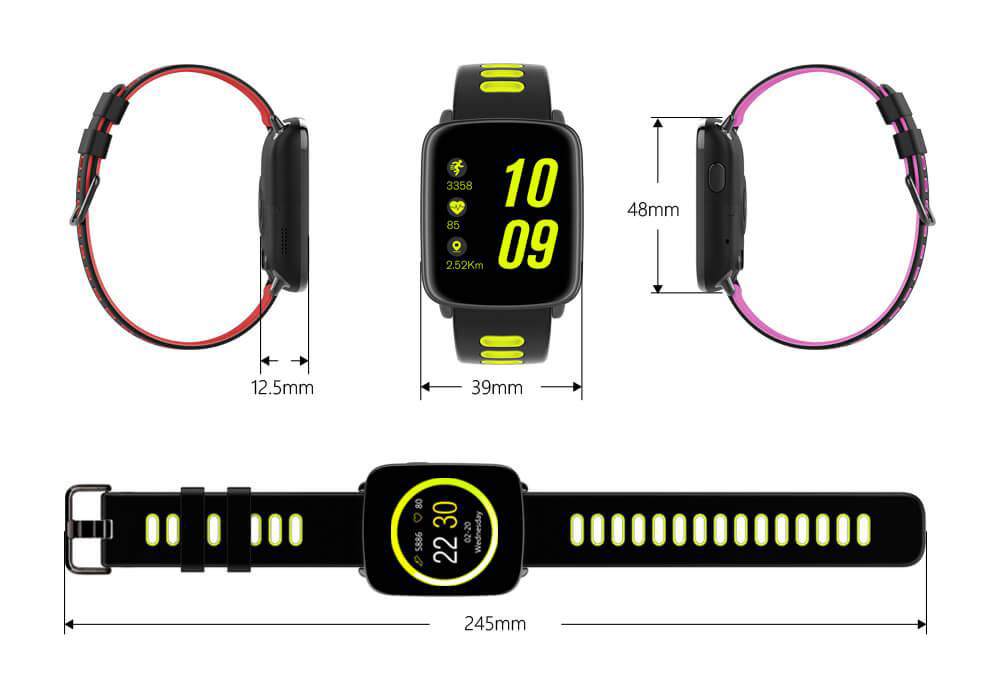 Makibes GV68 Smart Watch MTK2502 IP68 Water Resistant Bluetooth Message Call Reminder Remote Camera Compatible with IOS Android - Red