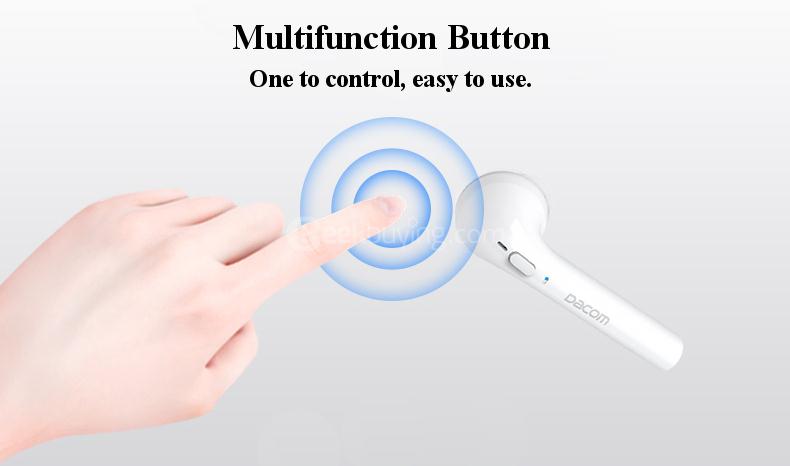 DACOM GF7 TWS Charger Storage Box Voice Prompt Stereo Dual Bluetooth V4.2 Earphone - White