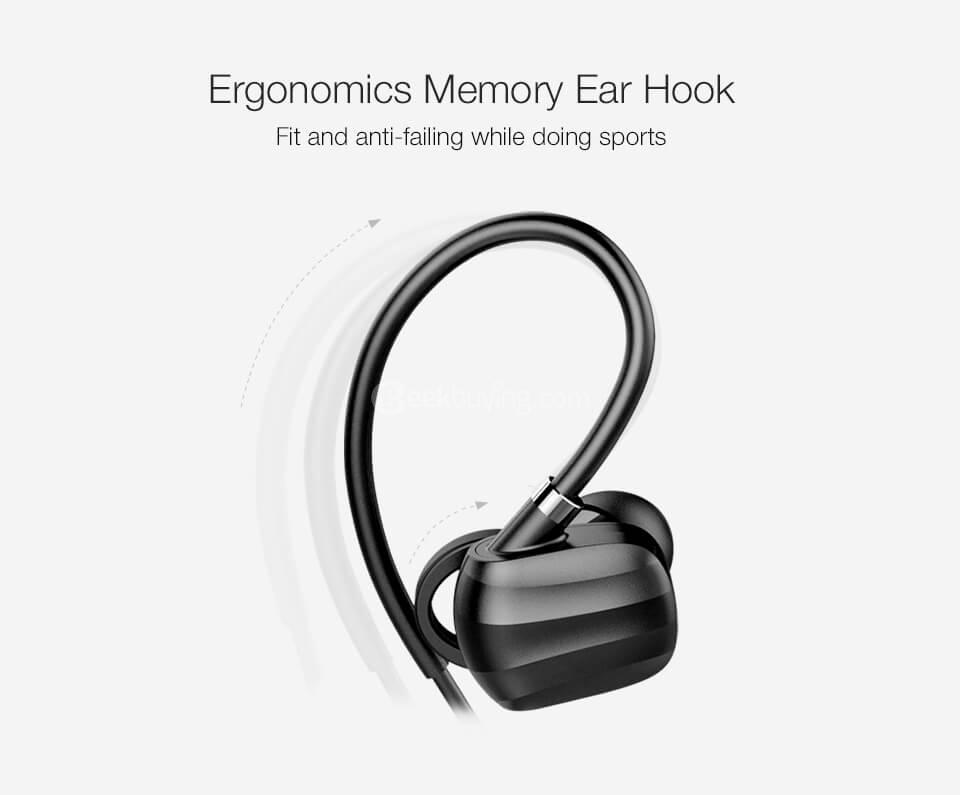 GGMM W710 Wireless Bluetooth 4.1 Sports Earphones with Remote Control - Black
