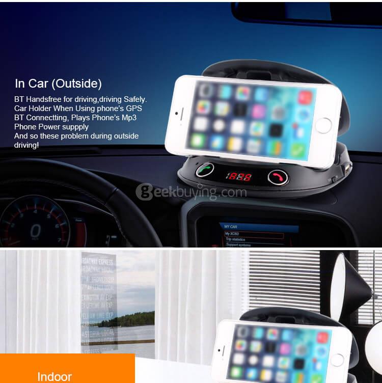 BT8128 Car Bluetooth Handsfree Car Holder FM Transmitter Mp3 Player - Black