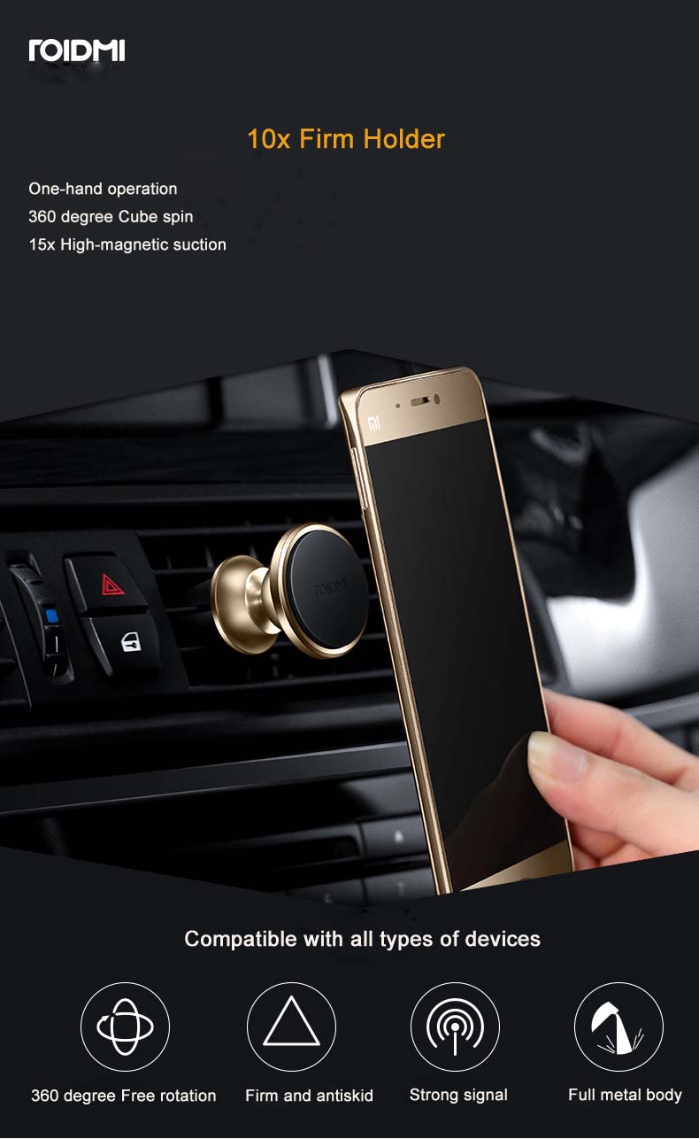 Roidmi Z1 Car Stand Holder 360 Degree Rotating Bracket Stand Cell Phone Holder Stand - Gold