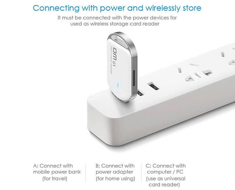 DM C1 WFD011 Wireless WiFi Card Reader USB 2.0 for Smartphones /Tablets - White