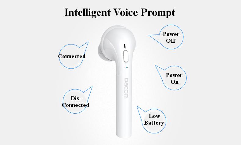 DACOM GF7 TWS Charger Storage Box Voice Prompt Stereo Dual Bluetooth V4.2 Earphone - White