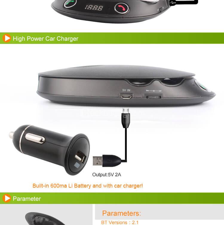 BT8128 Car Bluetooth Handsfree Car Holder FM Transmitter Mp3 Player - Black