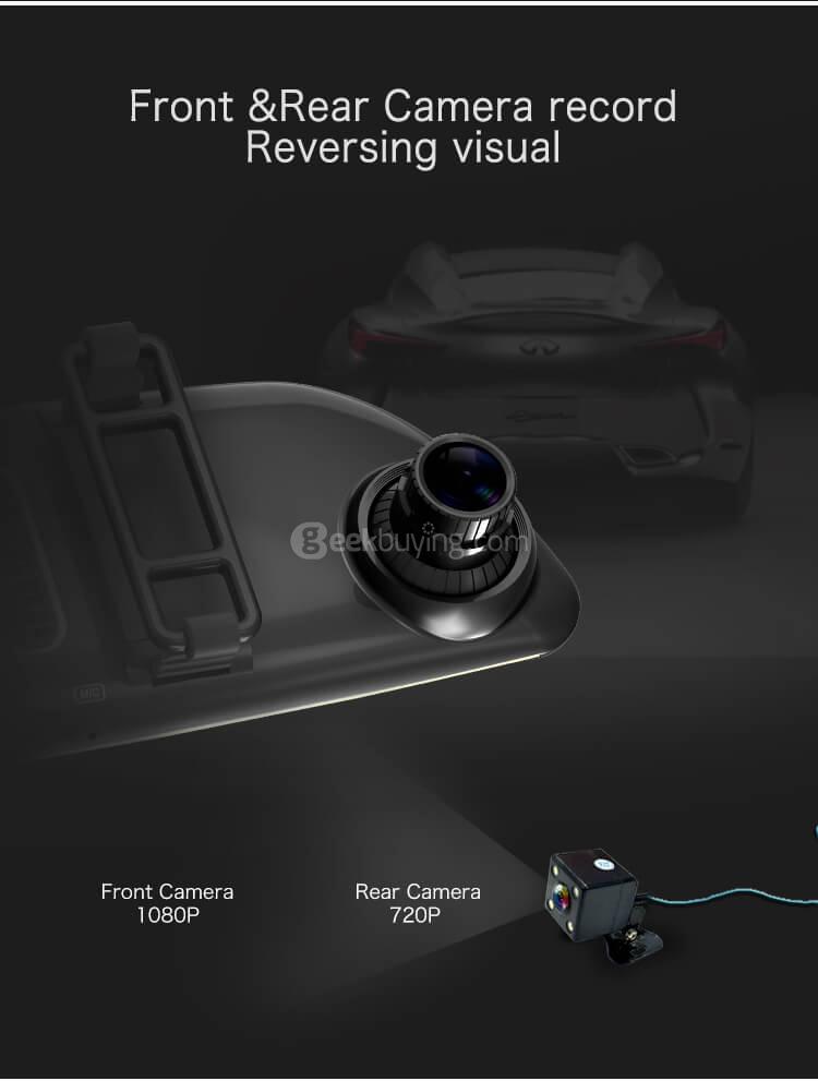 CARSUITE T7 Smart Android Car Rearview Mirror Camera FHD 1080P GPS - Black
