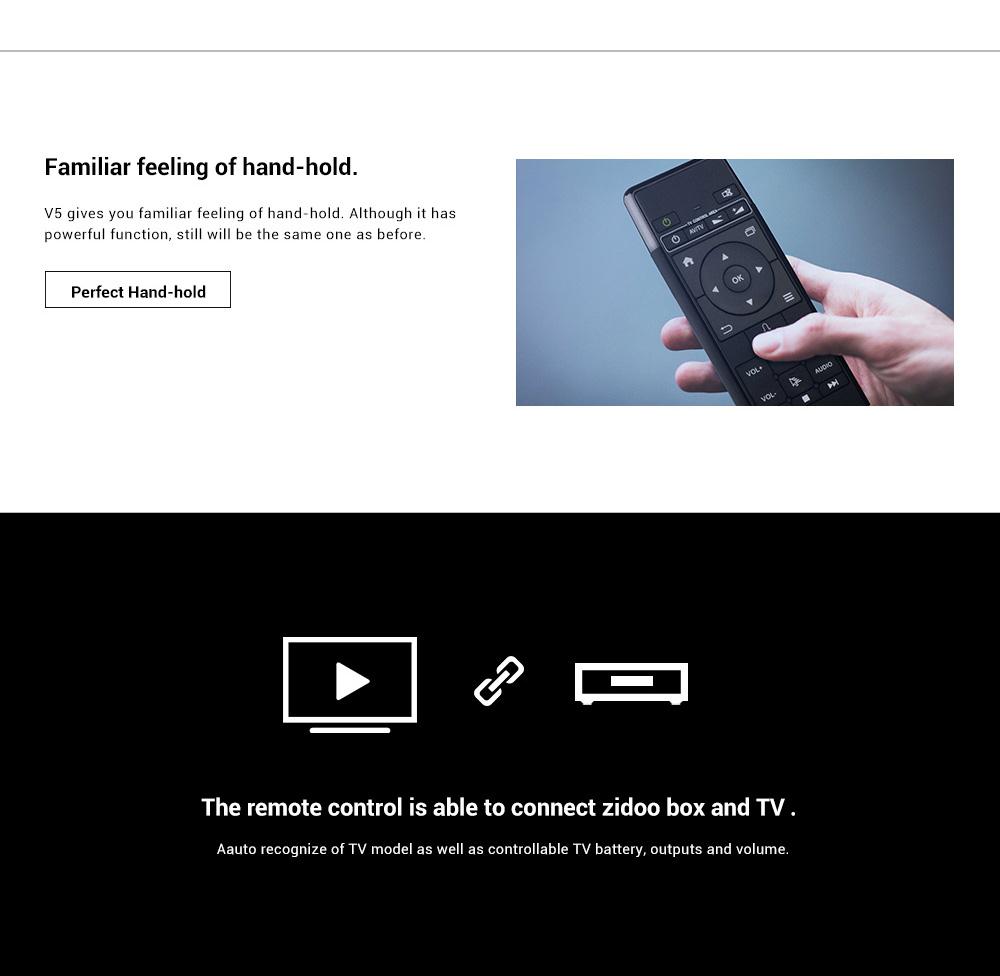 ZIDOO V5 2.4G Wireless Keyboard Air Mouse Rechargeable Combos with Voice Input for Google Android TV Box iOS HTPC Pad and More