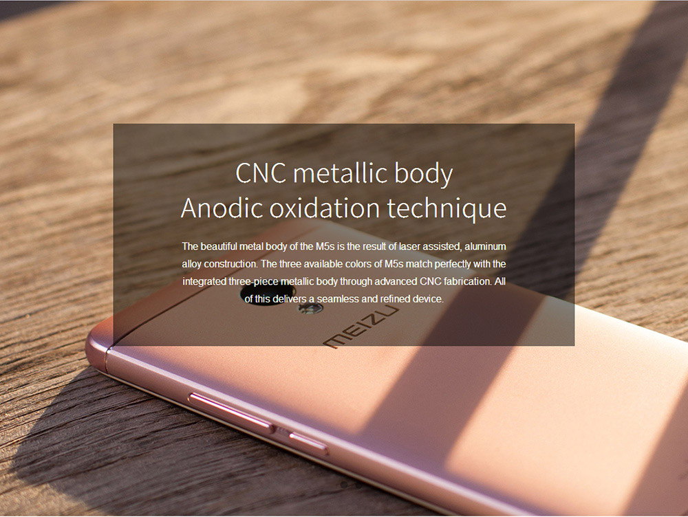 MEIZU M5S 5.2 Inch 3GB RAM 32GB ROM 5.0MP+13.0MP Cam MT6753 Octa Core 1.3GHz 4G LTE Flyme 5 Smartphone Quik Charge Metal Body Touch ID - Gray