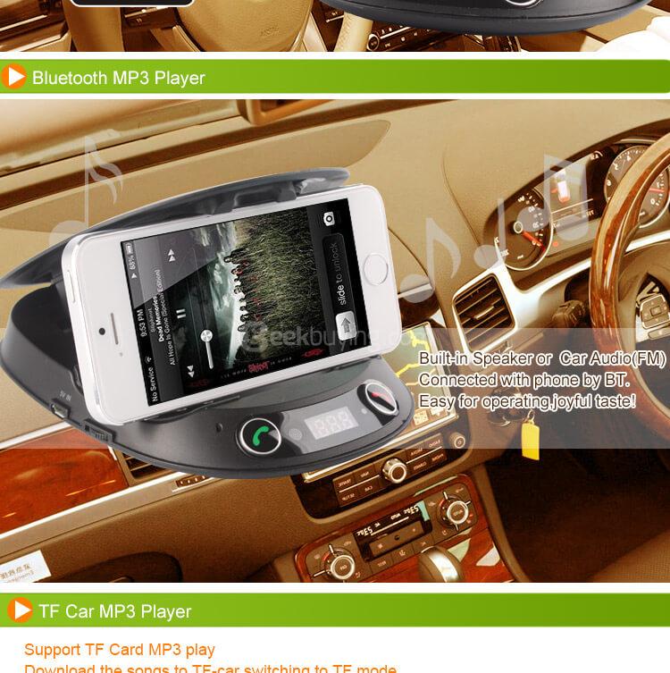 BT8128 Car Bluetooth Handsfree Car Holder FM Transmitter Mp3 Player - Black