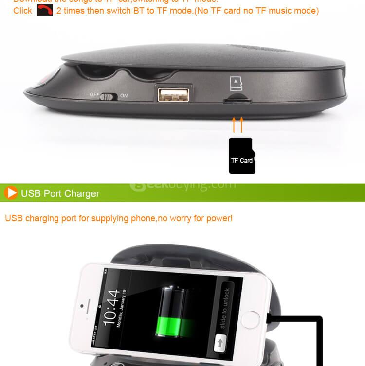 BT8128 Car Bluetooth Handsfree Car Holder FM Transmitter Mp3 Player - Black