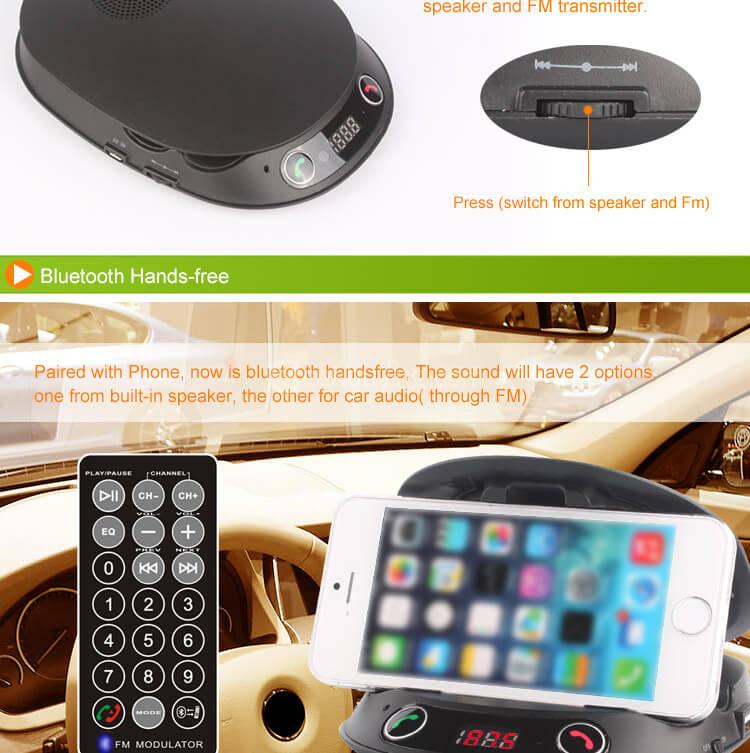 BT8128 Car Bluetooth Handsfree Car Holder FM Transmitter Mp3 Player - Black