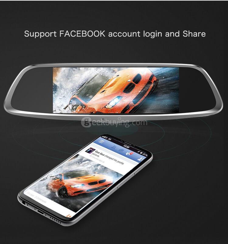 CARSUITE T8 Smart Android Car Rearview Mirror Camera FHD 1080P GPS - Black