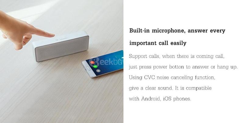 Original Xiaomi Square Box 2 Bluetooth V4.2 1200mAh AUX Line-in Hands-free Wireless Speaker with Mic - White