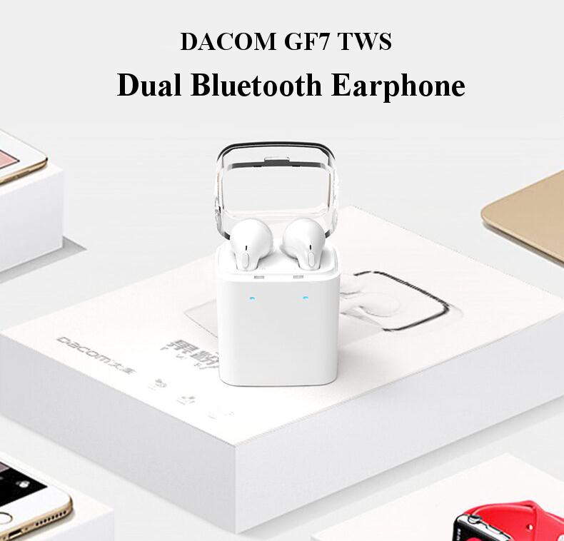 DACOM GF7 TWS Charger Storage Box Voice Prompt Stereo Dual Bluetooth V4.2 Earphone - White