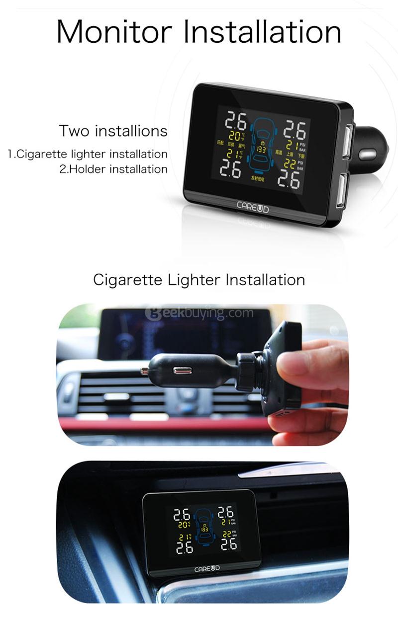 CAREUD U906NF TPMS Tire Pressure Monitoring System Four Internal Sensors - Black