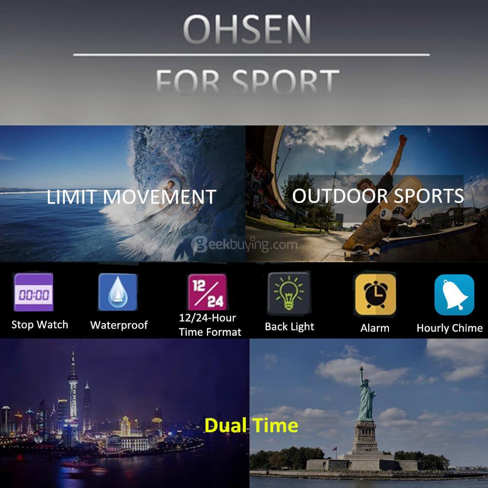 OHSEN AD1601Fashion Digital Quartz Outdoor Sports Men Wrist Watch White Dial
