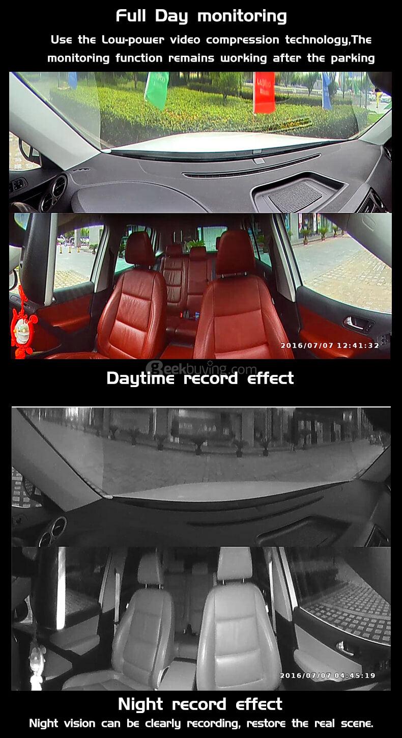 X360 360 Degree Panoramic WiFi Car DVR 2.5' IPS LCD 5.0 MP CMOS 1080P Wide Angle Lens Car DVR - Black