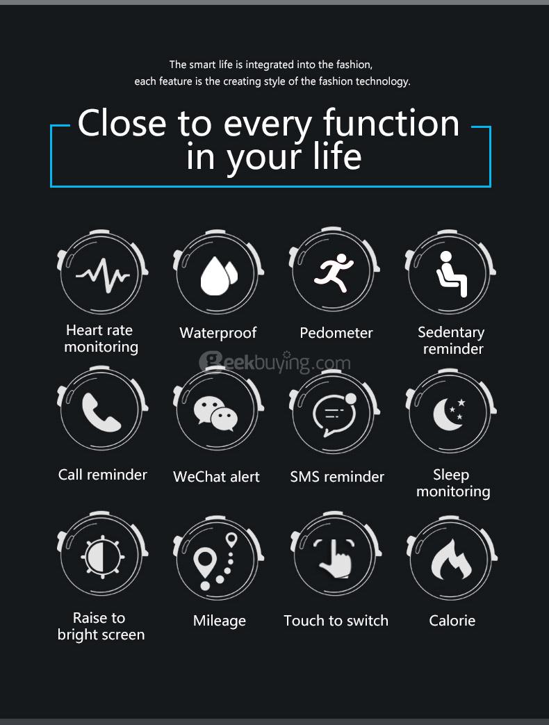 DB02 Smart Wrist Band IP67 Water Resistant OLED Touch Screen Heart Rate Monitor Pedometer Fitness Activity Tracker Compatible with Android iOS - Black