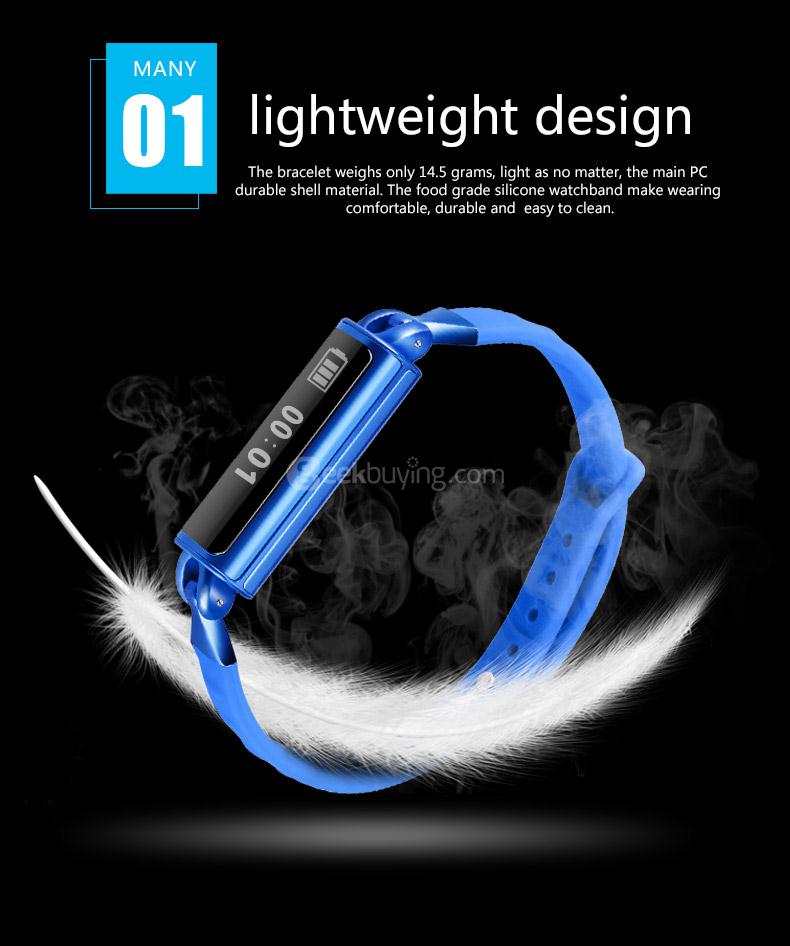 DB02 Smart Wrist Band IP67 Water Resistant OLED Touch Screen Heart Rate Monitor Pedometer Fitness Activity Tracker Compatible with Android iOS - Black