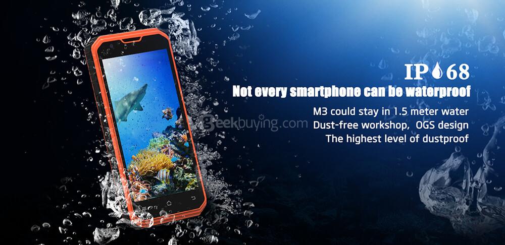 Vphone M3 5.0 Inch Smartphone IP68 Waterproof 2GB RAM 16GB ROM MTK6735 13.0MP Cam Android 5.1 4500mAh GPS - Black