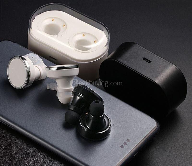 Q800 In-ear Stereo Wireless Bluetooth Earphone Headphone Left and Right Channel - Black