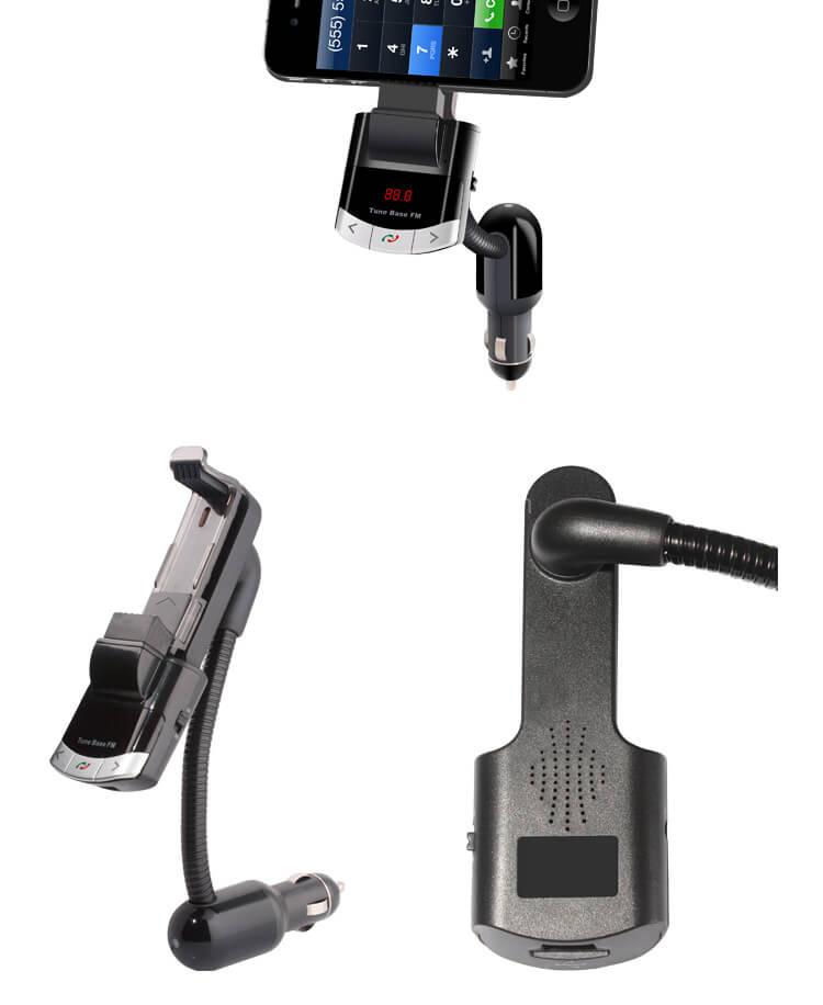 BT8118 Car Bluetooth MP3 Player Wireless FM Transmitter with Smart Phone Holder - Black