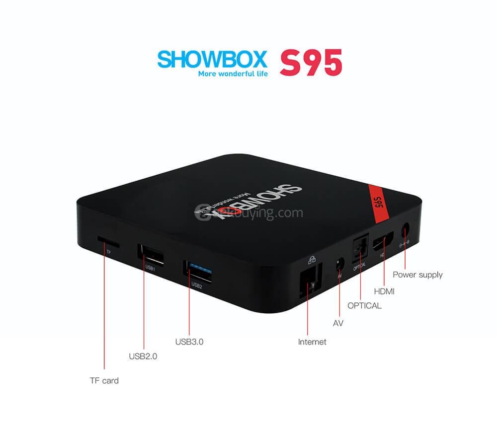 Bundle SHOWBOX S95 Android 7.1 RK3328 4K HDR Media Player + Rii i8+ 2.4G Wireless Israel Hebrew Language Keyboard Black