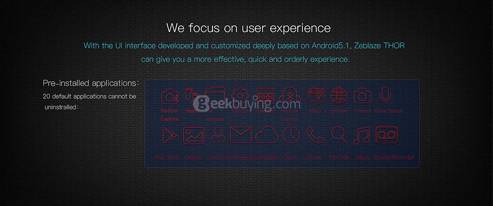 Zeblaze THOR 3G Smart Watch Phone 1.4 Inch AMOLED Display Android 5.1 MTK6580 Quad Core GPS 1GB RAM 16GB ROM - Black