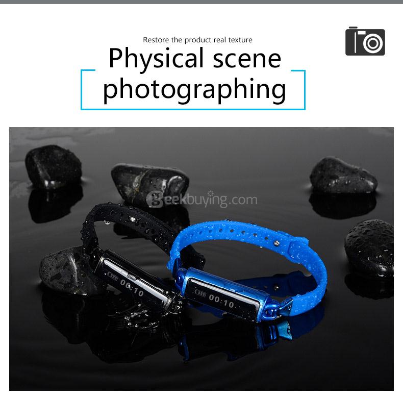 DB02 Smart Wrist Band IP67 Water Resistant OLED Touch Screen Heart Rate Monitor Pedometer Fitness Activity Tracker Compatible with Android iOS - Black