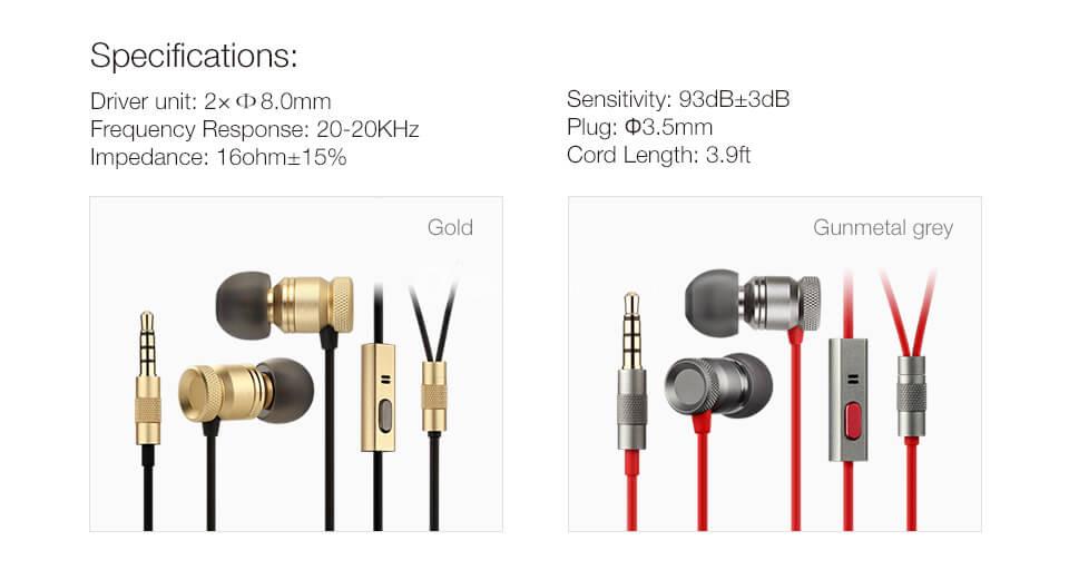 GGMM EJ102 Nightingale Dynamic Stereo In-ear Earphones - Golden