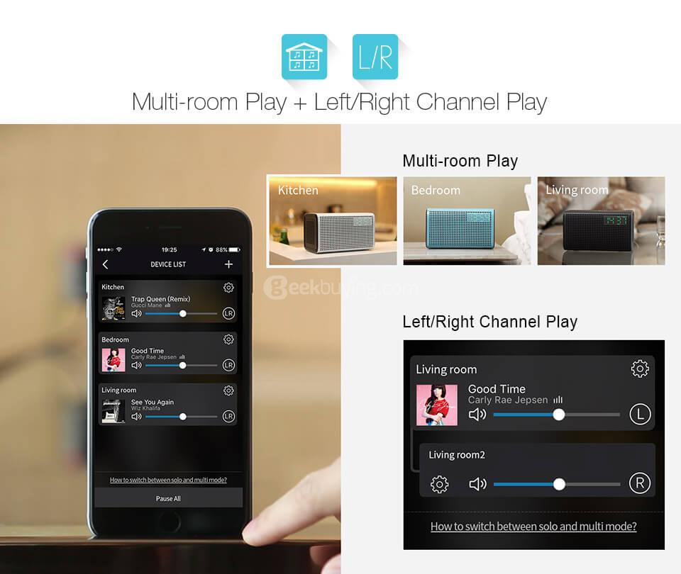 GGMM ES-201 E3 Portable WiFi Bluetooth Dual Wireless Connection Multifunctional Speaker - White