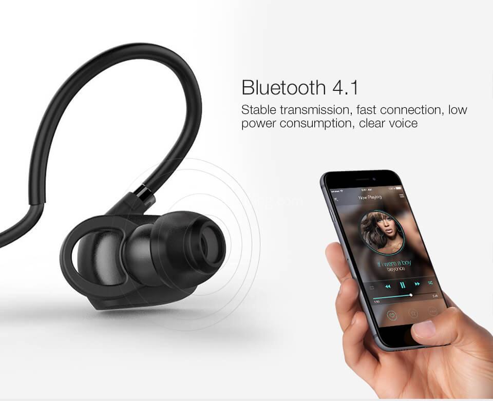 GGMM W710 Wireless Bluetooth 4.1 Sports Earphones with Remote Control - Black