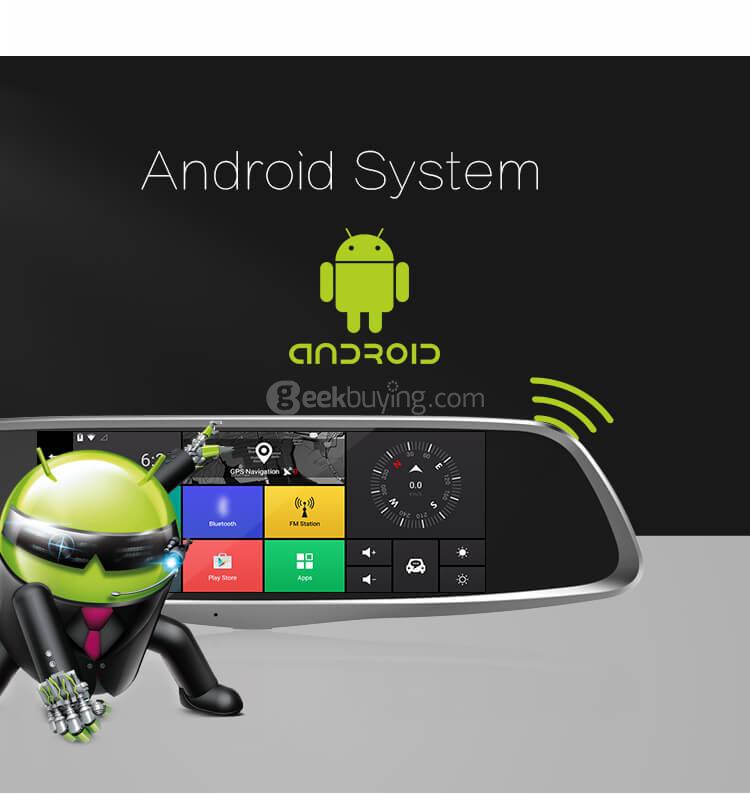 CARSUITE T8 Smart Android Car Rearview Mirror Camera FHD 1080P GPS - Black