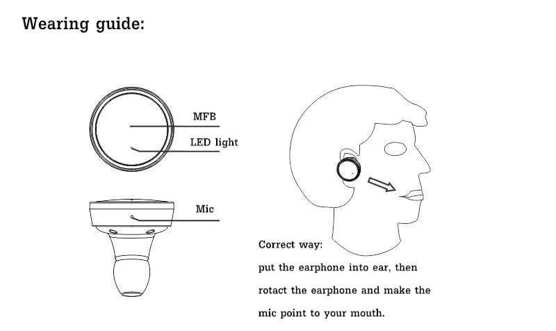 Q800 In-ear Stereo Wireless Bluetooth Earphone Headphone Left and Right Channel - Black