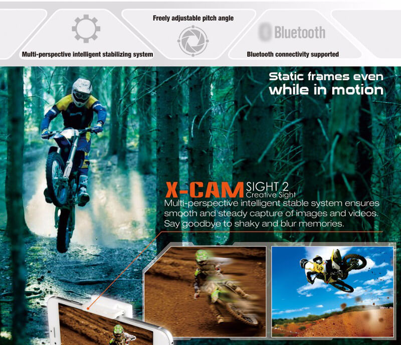 X-Cam Sight2 2-axis Stabilizer Bluetooth Selfile Handheld Gimbal For iPhone Samsung Xiaomi Smartphones - White