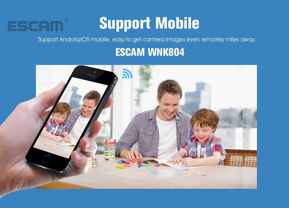 ESCAM WNK804 HD 720P 8CH WiFi NVR Kit WiFi Connetion Motion Detection Water-resistant IP Camera