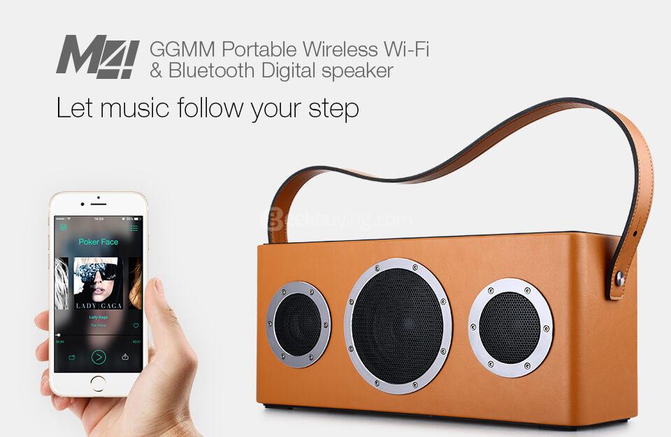 GGMM WS-401 M4 Dual Wireless Speaker WiFi Bluetooth Mini Portable Speaker Home Hi-Fi Music Player - Brown
