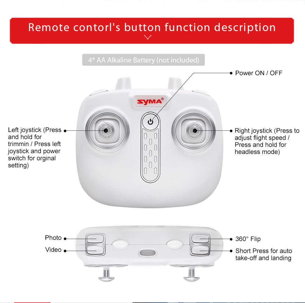 SYMA X21W WIFI FPV With HD 720P Camera Altitude Hold Mode RC Quadcopter RTF - Black