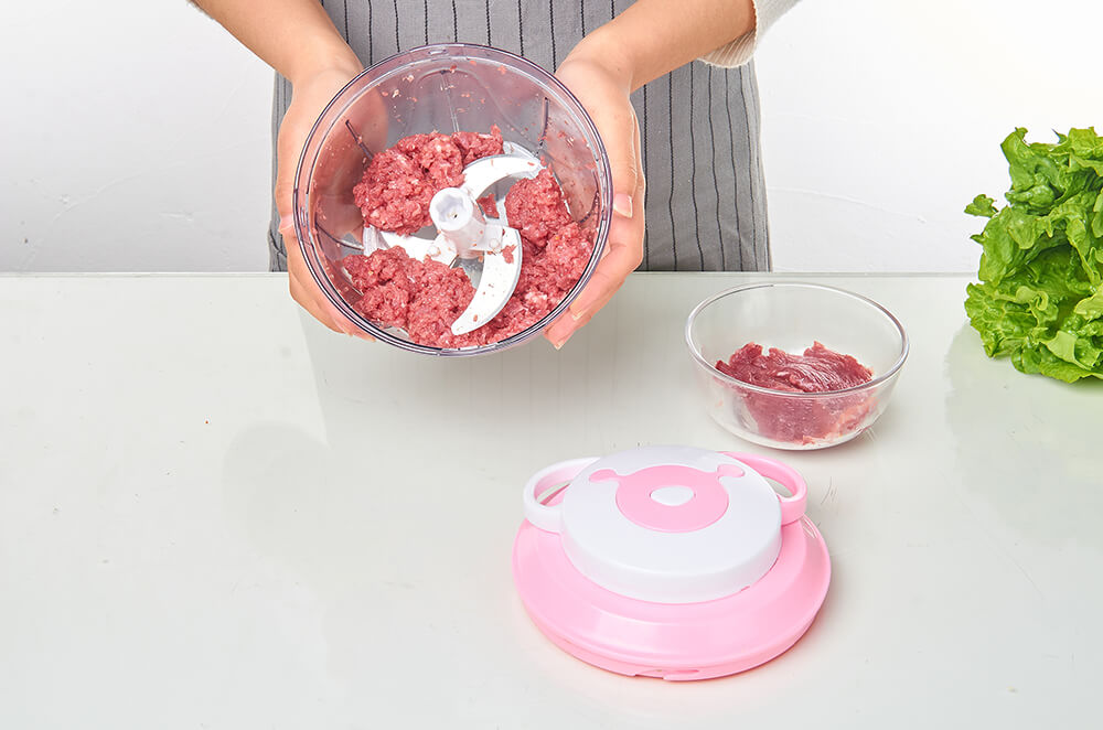Manual Food Chopper Hand-Powered Food Chopper 470ML -Pink