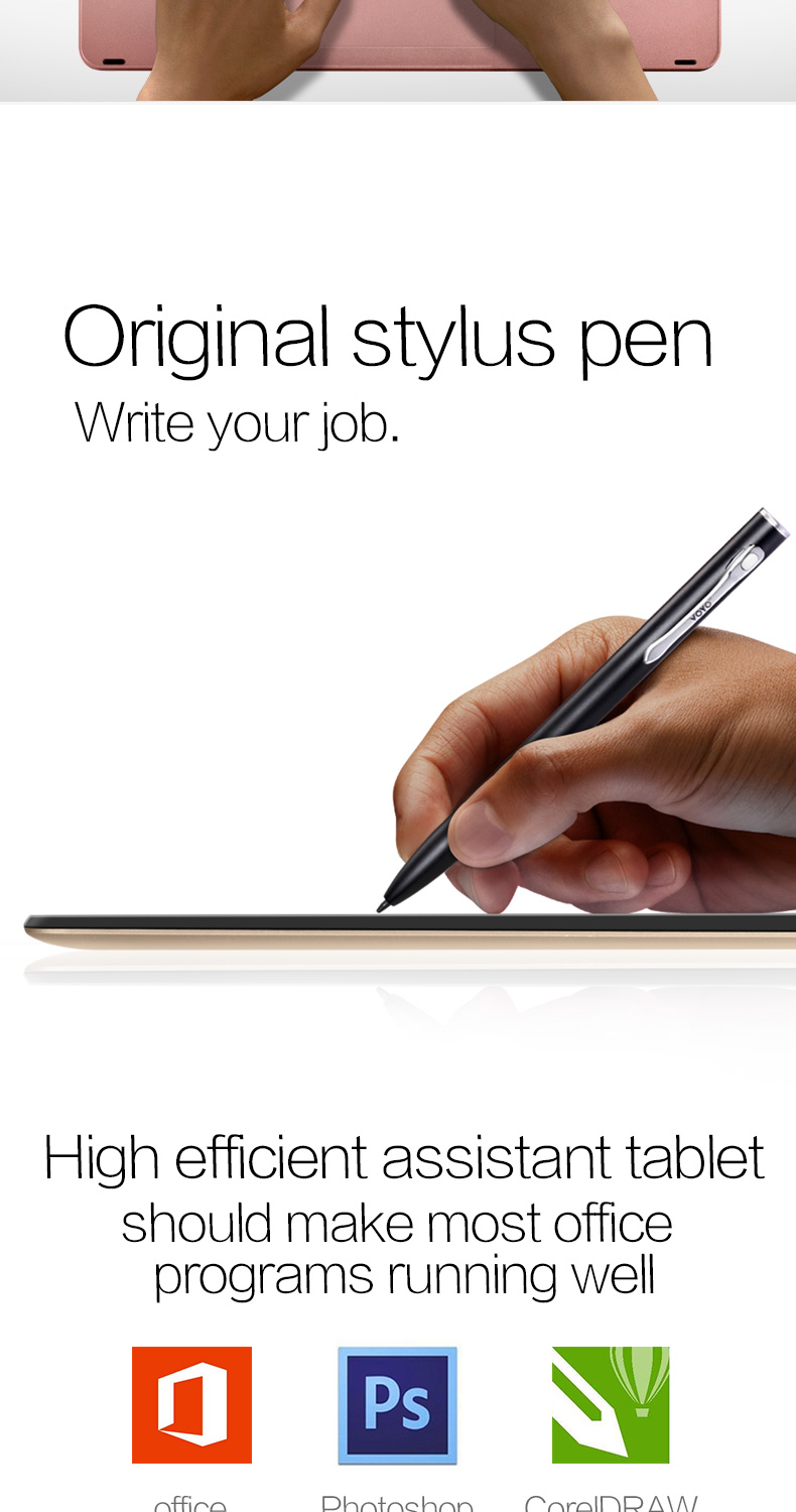 Voyo VBook A3 Pro 2in1 Tablet 13.3 Inch Display Core i7-6500U 2.50 GHz Fingerprint 8GB DDR4 RAM 256GB SSD ROM Licensed Windows 10 12000mAh Battery - Gold