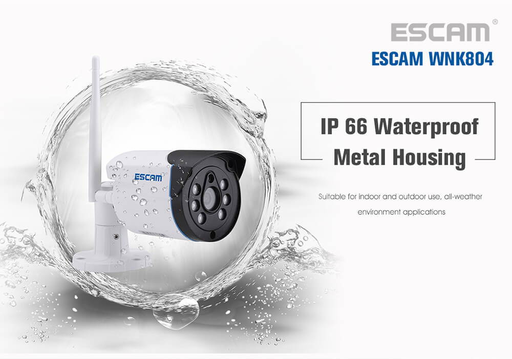 ESCAM WNK804 HD 720P 8CH WiFi NVR Kit WiFi Connetion Motion Detection Water-resistant IP Camera