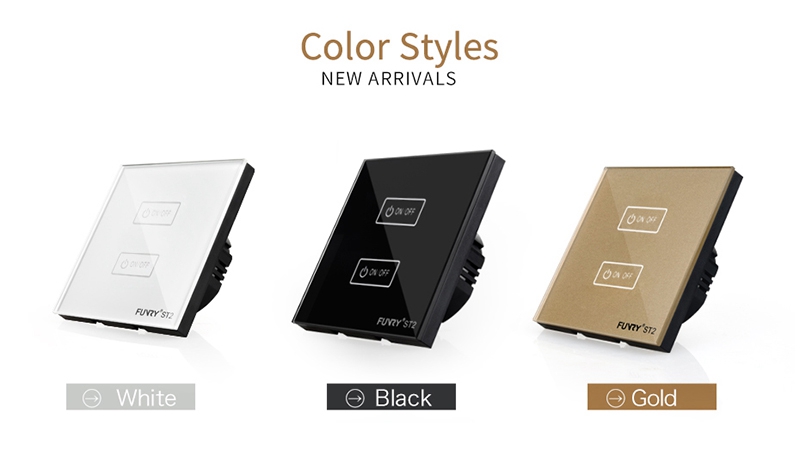 FUNRY 2R Touch Switch Wireless Panel Remote Control Light Controller -Black