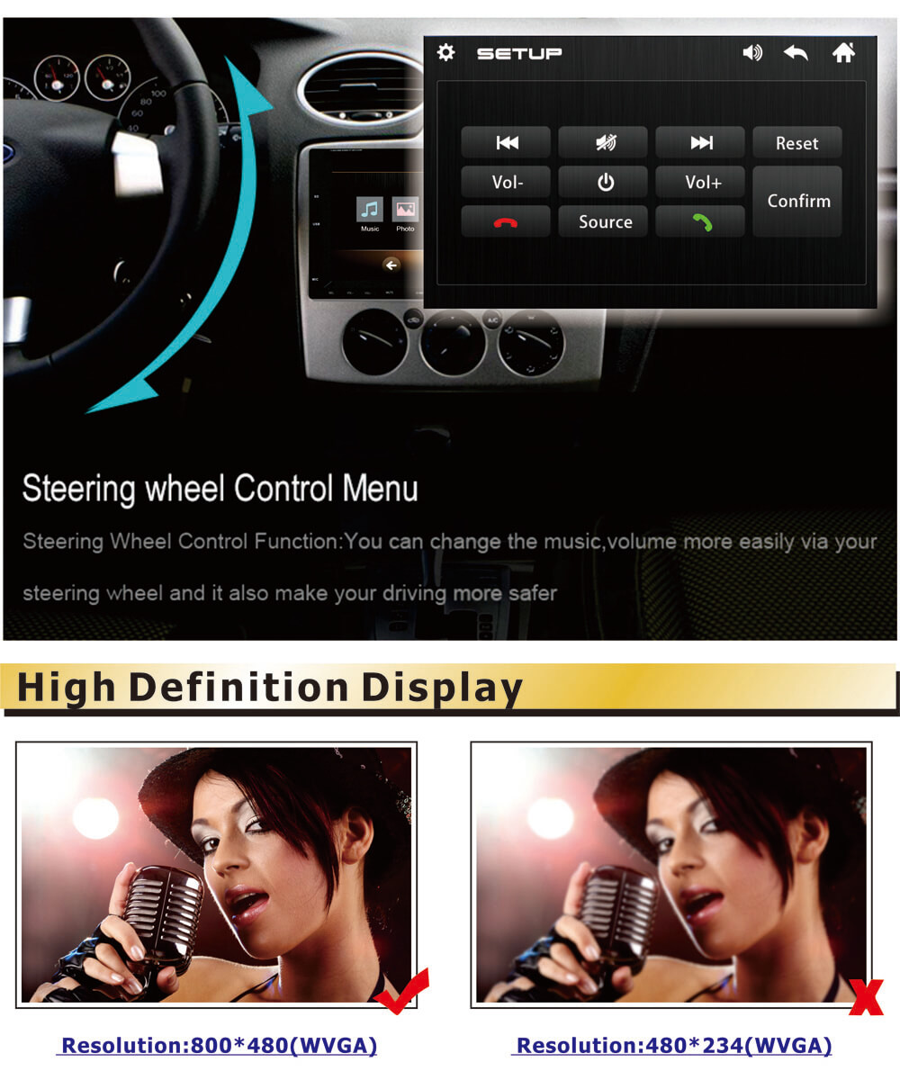 Ezonetronics RM-CW9301 Car MP3/MP4 Player 7-inch Indash Double DIN Touch Screen with Bluetooth -Black