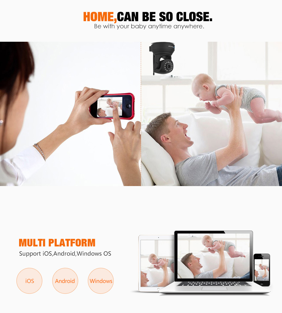 VStarcam C7824WIP IP Camera 720P WiFi ONVIF Night Vision Motion Detection CMOS Sensor Pan-Tilt Control Sonic Transfer