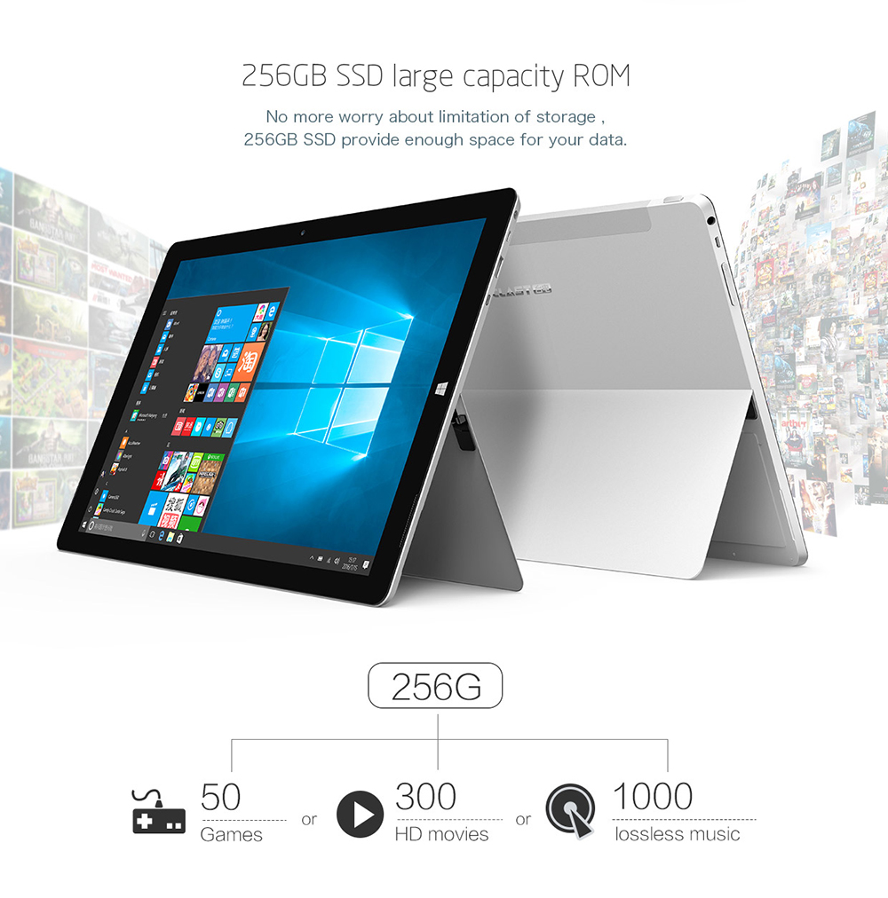 Teclast X5 Pro 2in1 Tablet 12.2 Inch 7th Gen Intel Core M3 Processor Dual Core 2.6GHz 8GB RAM 256GB SSD Type-C Windows 10 1920*1200 -Silver