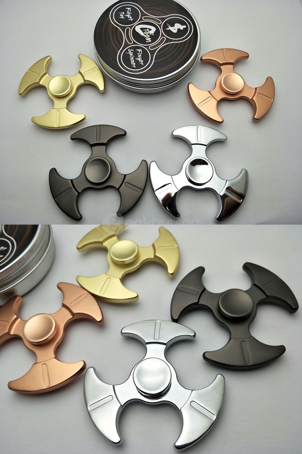 Zinc Tri Rotating Fidget Hand Spinner Fingers Gyro Reduce Stress Focus Attention - Silver