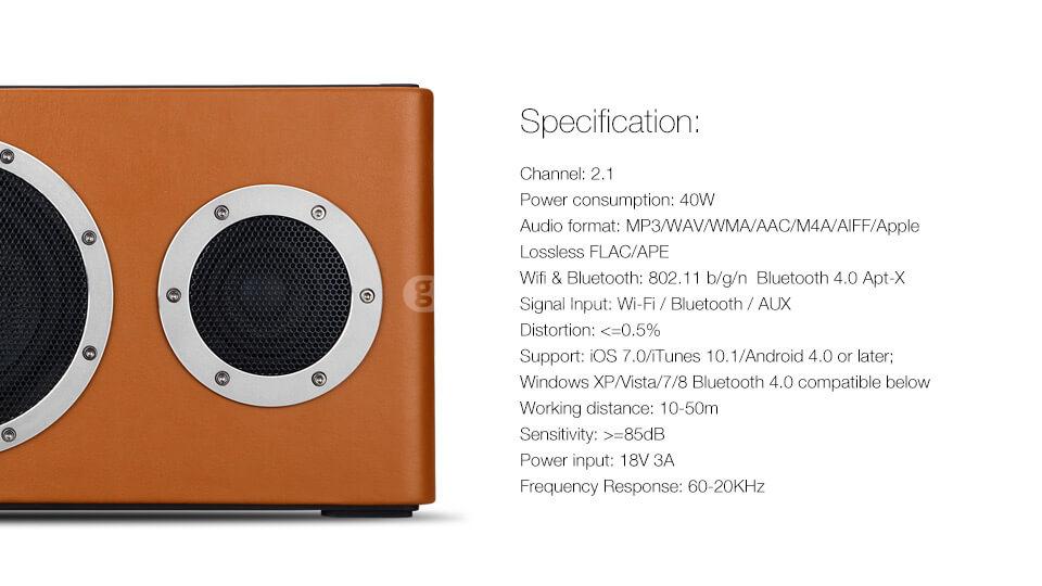 GGMM WS-401 M4 Dual Wireless Speaker WiFi Bluetooth Mini Portable Speaker Home Hi-Fi Music Player - Brown