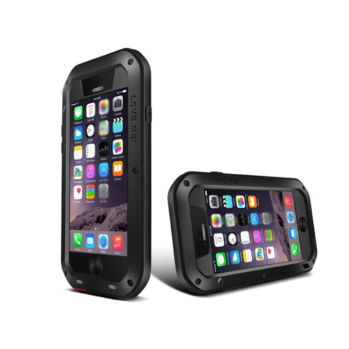 Love Mei Water/Dirt/Shockproof Protective Case Metal and Silicon Cover For iPhone 6 - Black