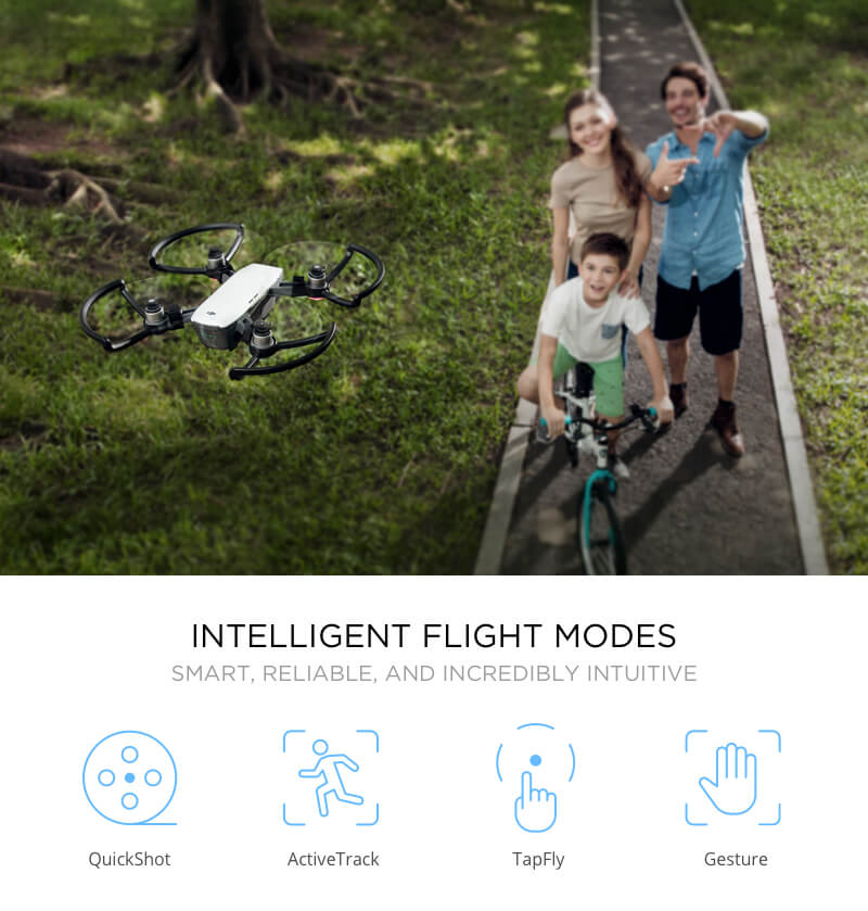 DJI Spark Mini Selfie Drone WiFi FPV 12MP Camera GPS GLONASS RC Quadcopter - White